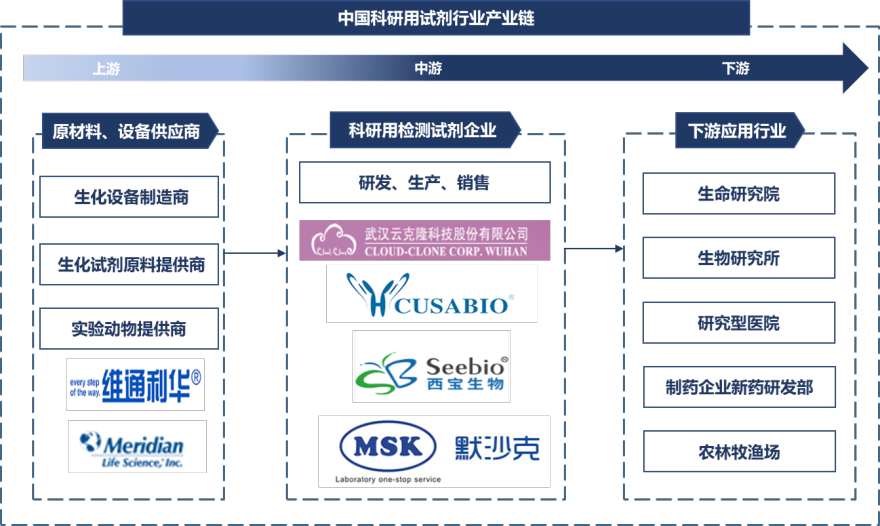中国科研用检测试剂行业产业链