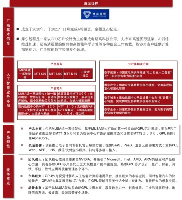 中国人工智能领域典型厂商介绍之摩尔线程